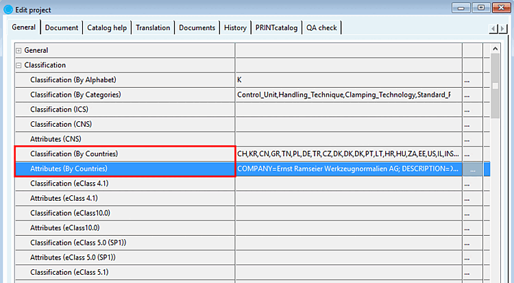 Classificazione (per Paesi) e caratteristiche (per Paesi)