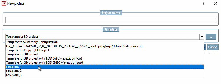 Nuovo progetto [New project] -> Modello [Template]
