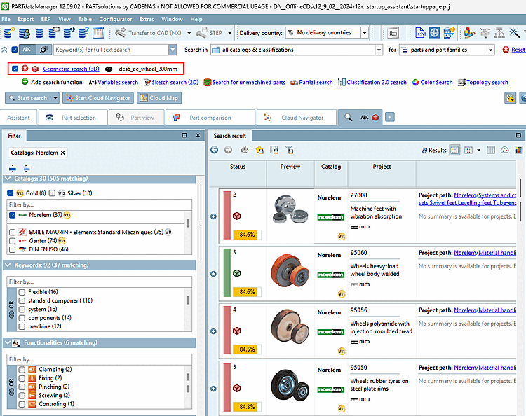 Risultati in PARTdataManager