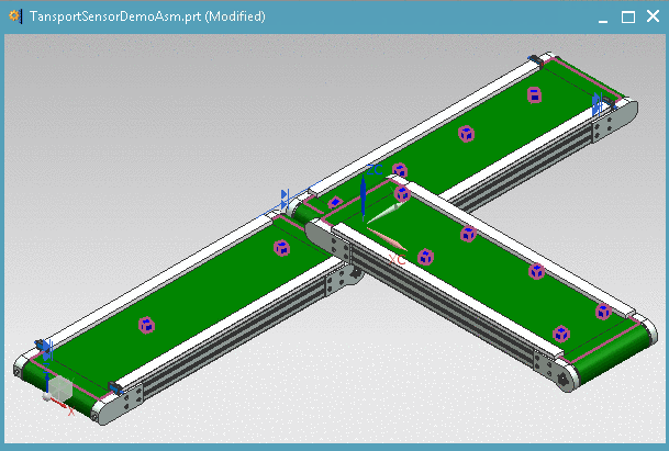 Simulation with cargo and conveyor belt