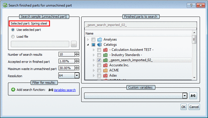 The call up happened based on a part - Display of project name