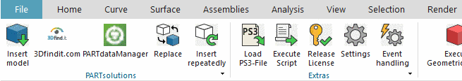 PARTsolutions toolbar in NX exemplarily