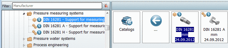 Index tree and "Symbols" section: Colored assembly and part (with ERP integration)