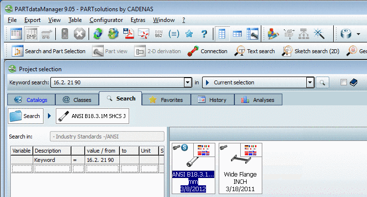 Keyword search with numerical table values