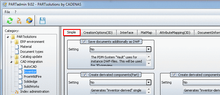 The image shows the Category "CAD integration" as an example using "SolidWorks"