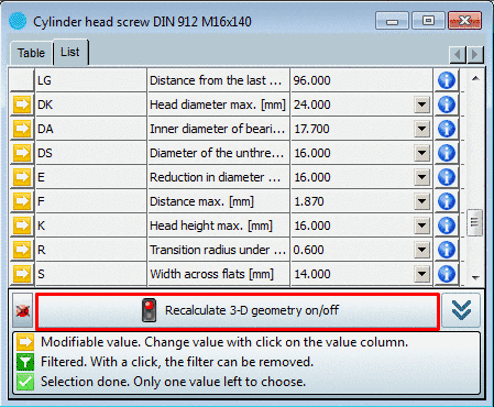 Recalculate 3D geometry on/off