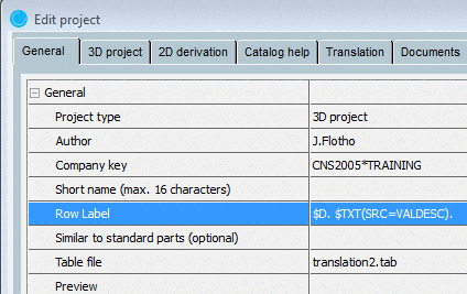 Row Label with the use of the function "$Variablename(SRC=VALDESC)."