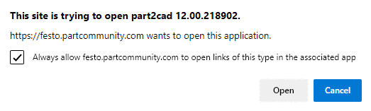 Dialog exemplarily in Edge Browser