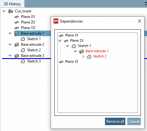 Dependencies " dialog box