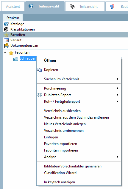 Favorites context menu