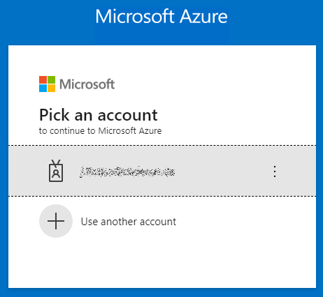 Microsoft Azure -> Pick account