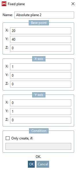 Fixed plane 1 - Settings