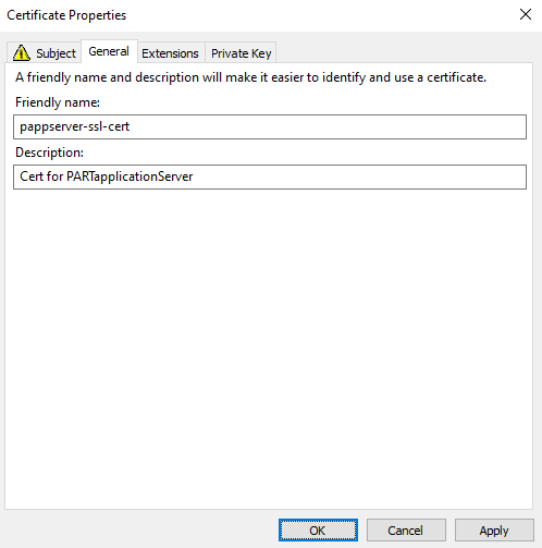Certificate properties > General
