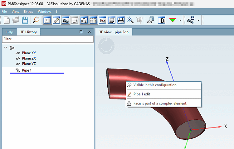 Component surfaces with few or no configuration options in the context menu