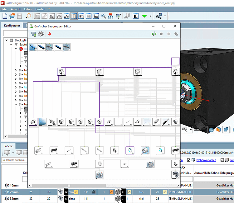 Selection of a assembly configuration