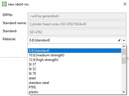 New ident number [new ident-no.] " dialog