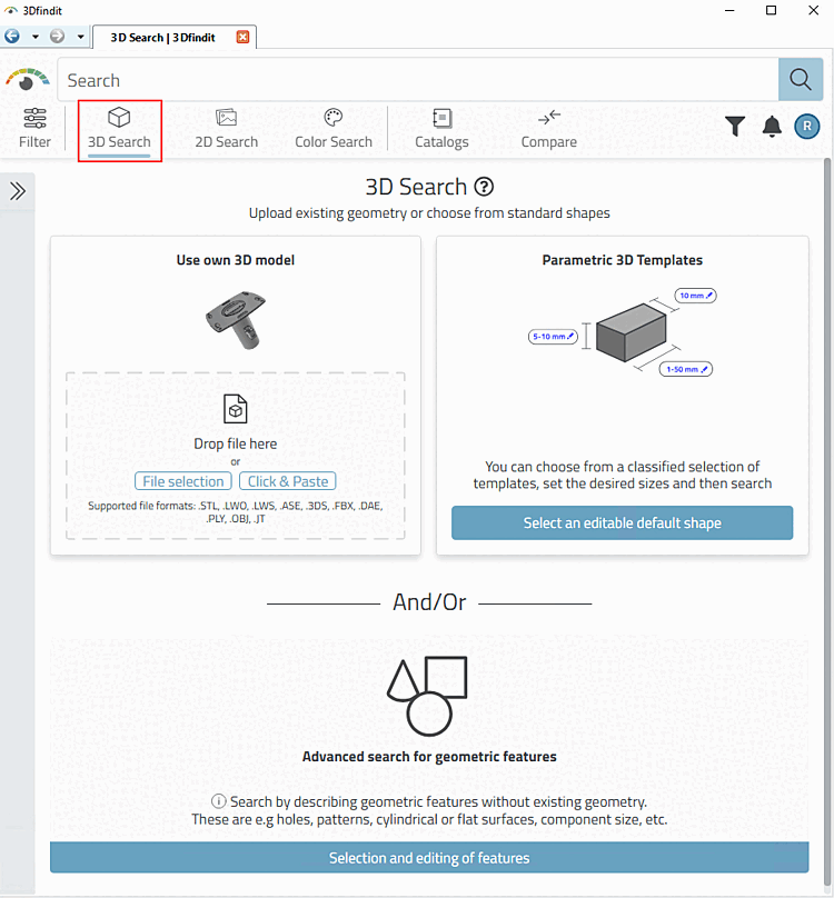 Selection option for different methods