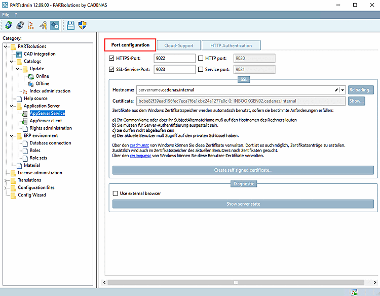 Port configuration " tab page