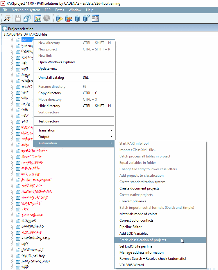 Batch classification of projects