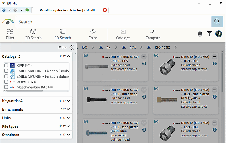 Standard parts marked with an icon