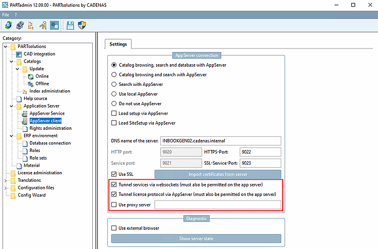 Setting options on the client side