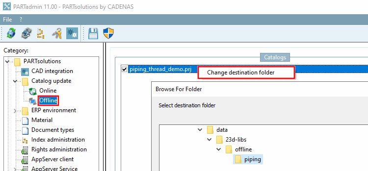Change destination folder Change destination folder