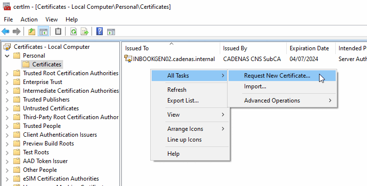 Request New Certificate...