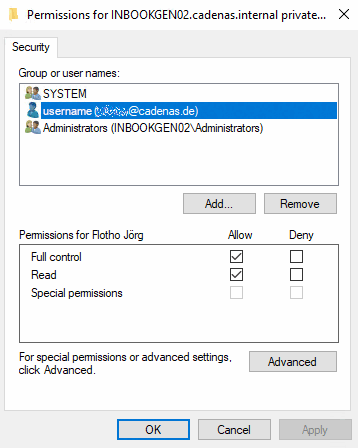 Certificate permissions