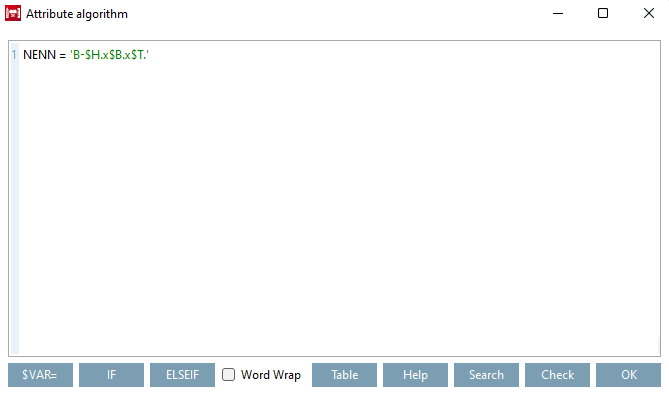 "Feature algorithm [Attribute algorithm] " dialog box