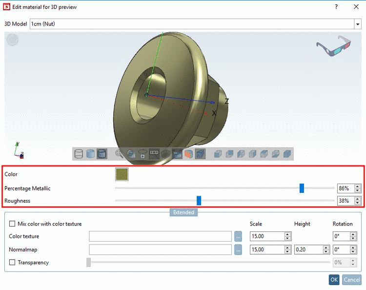 Color, Percentage Metallic, Roughness