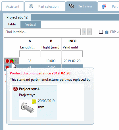 PARTdataManager Part view