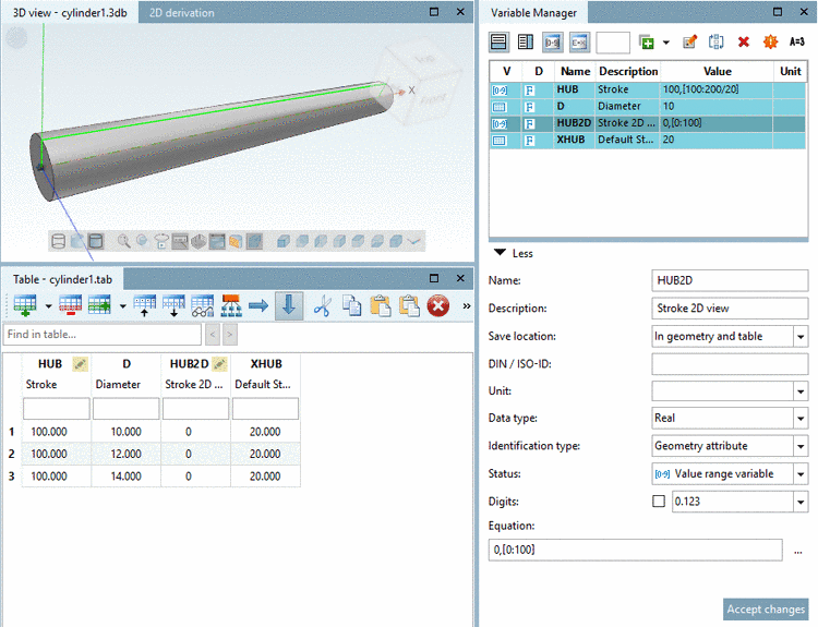 Columns for alternative measurement: 'HUB2D' and 'XHUB'