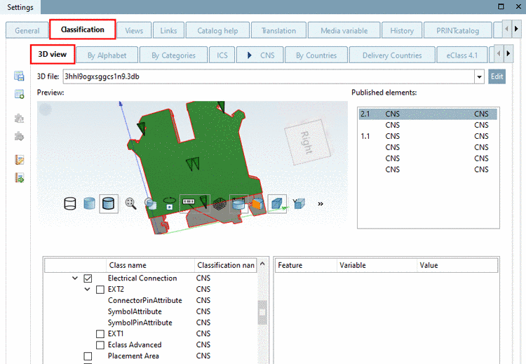 Tabbed page "3D view"