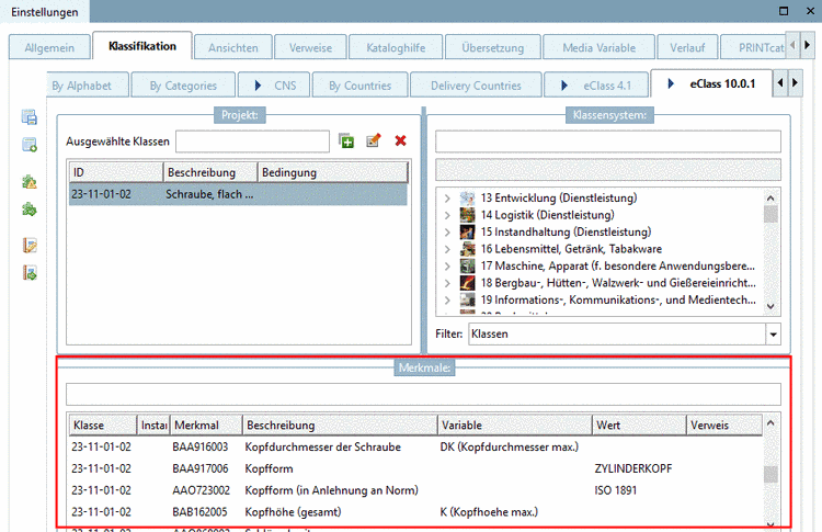Dialog area "Attributes"