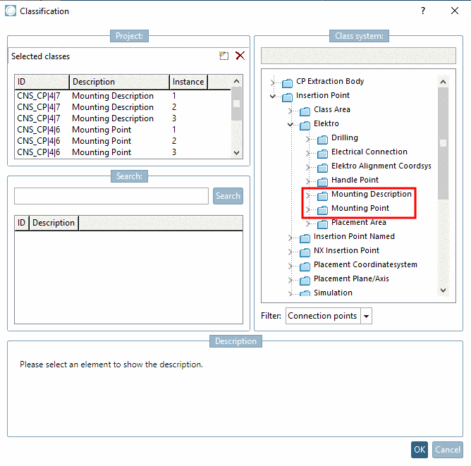 Class "Mounting Point" and "Mounting Description"