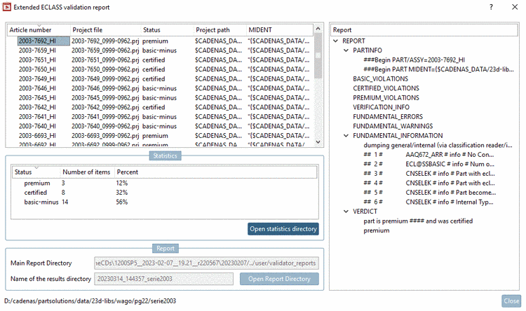 Extended ECLASS validation report