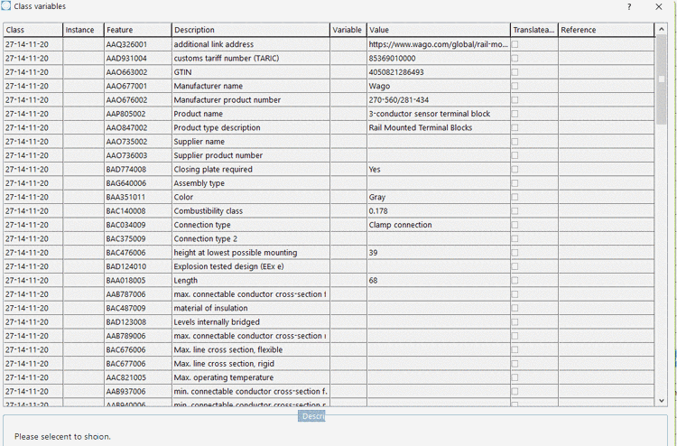 Exemplary attribute from eClass 9.0
