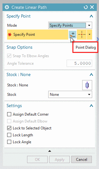 Open "Point" dialog