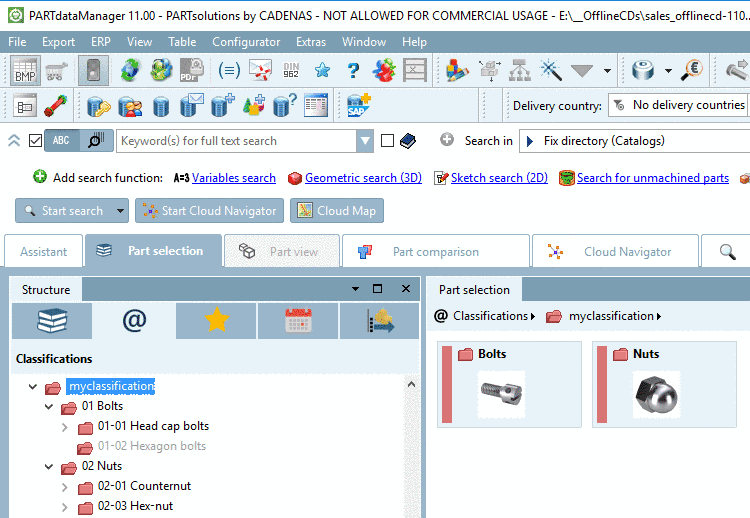 "My Class System" in PARTdataManager