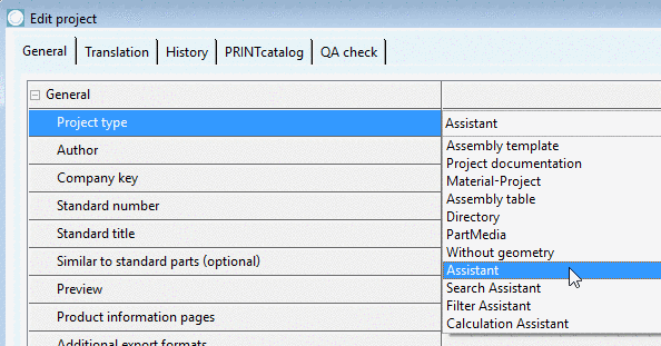 Project type "Assistant"
