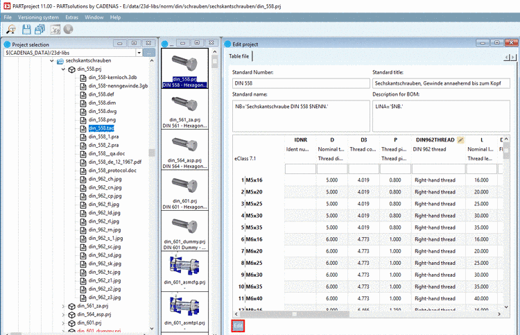 PARTproject: Table preview