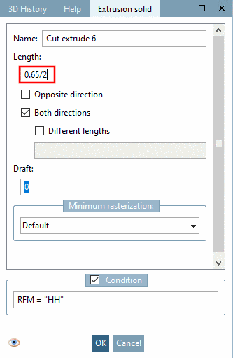 A result containing the value "0.65/2"