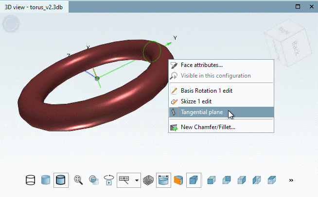 Context menu command "Tangential plane"