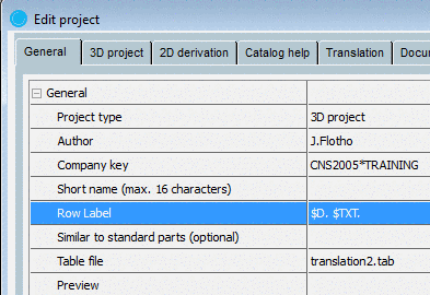 Row Label with use of "$Variablename."