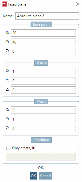 Fixed plane 1 - Settings