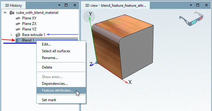 Setting of face attributes like color or material is also possible.