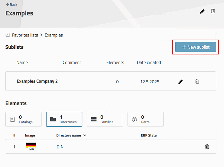 View a list of favorites