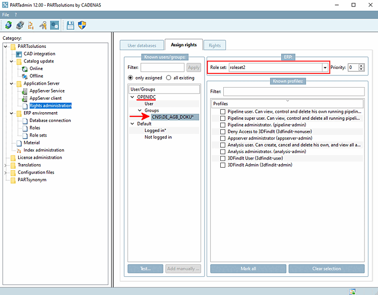 Assign ERP role set