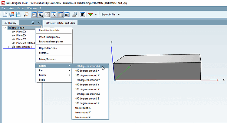 Part with same orientation within space and desired orientation of coordinate system