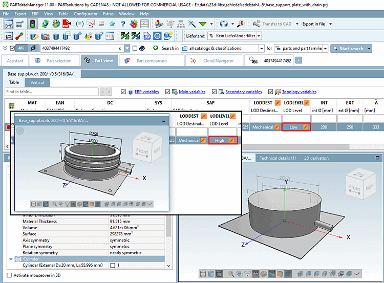 Model available in different levels of detail